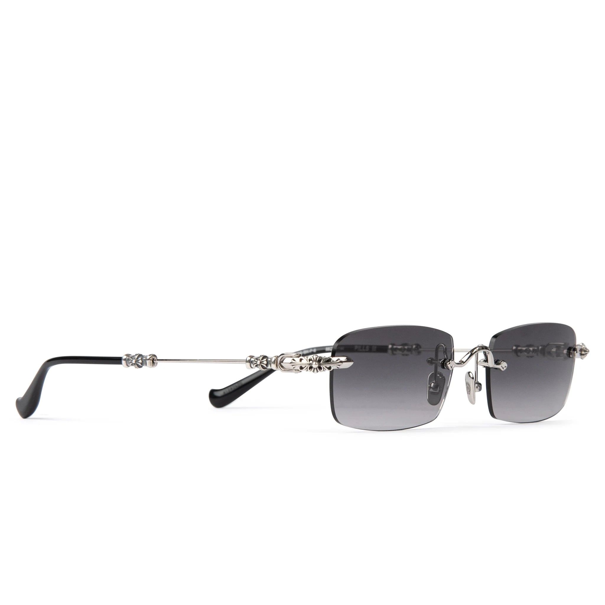 Front side view of Chrome Hearts Pills III Silver Black Sunglasses